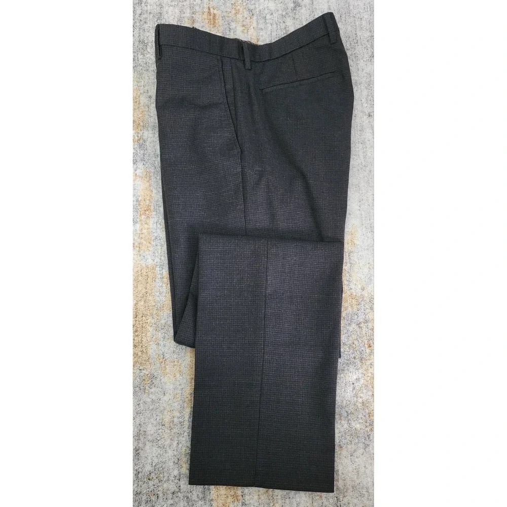 Banana Republic Men's Brown Check Slim-Fit FF Wool Dress Pants  33 X 34